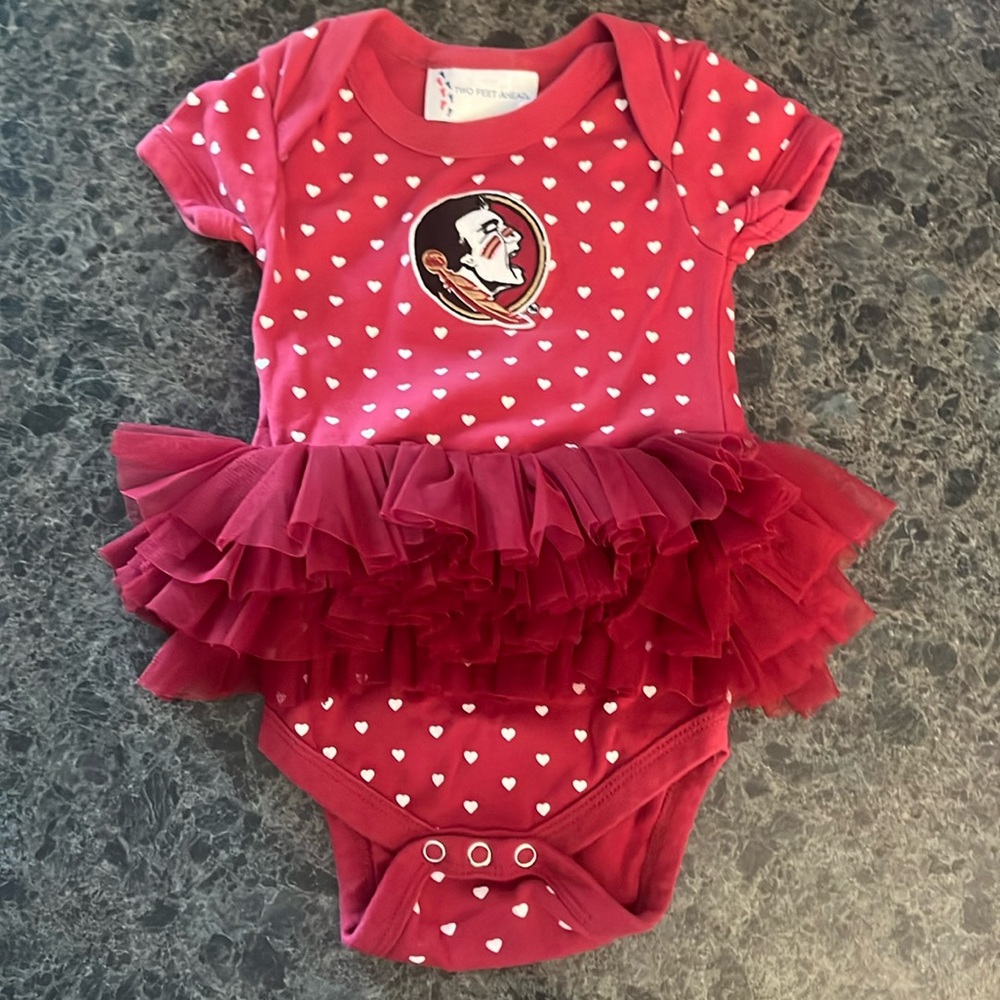 Florida State Seminoles baby girl onesie with tutu, size 6m